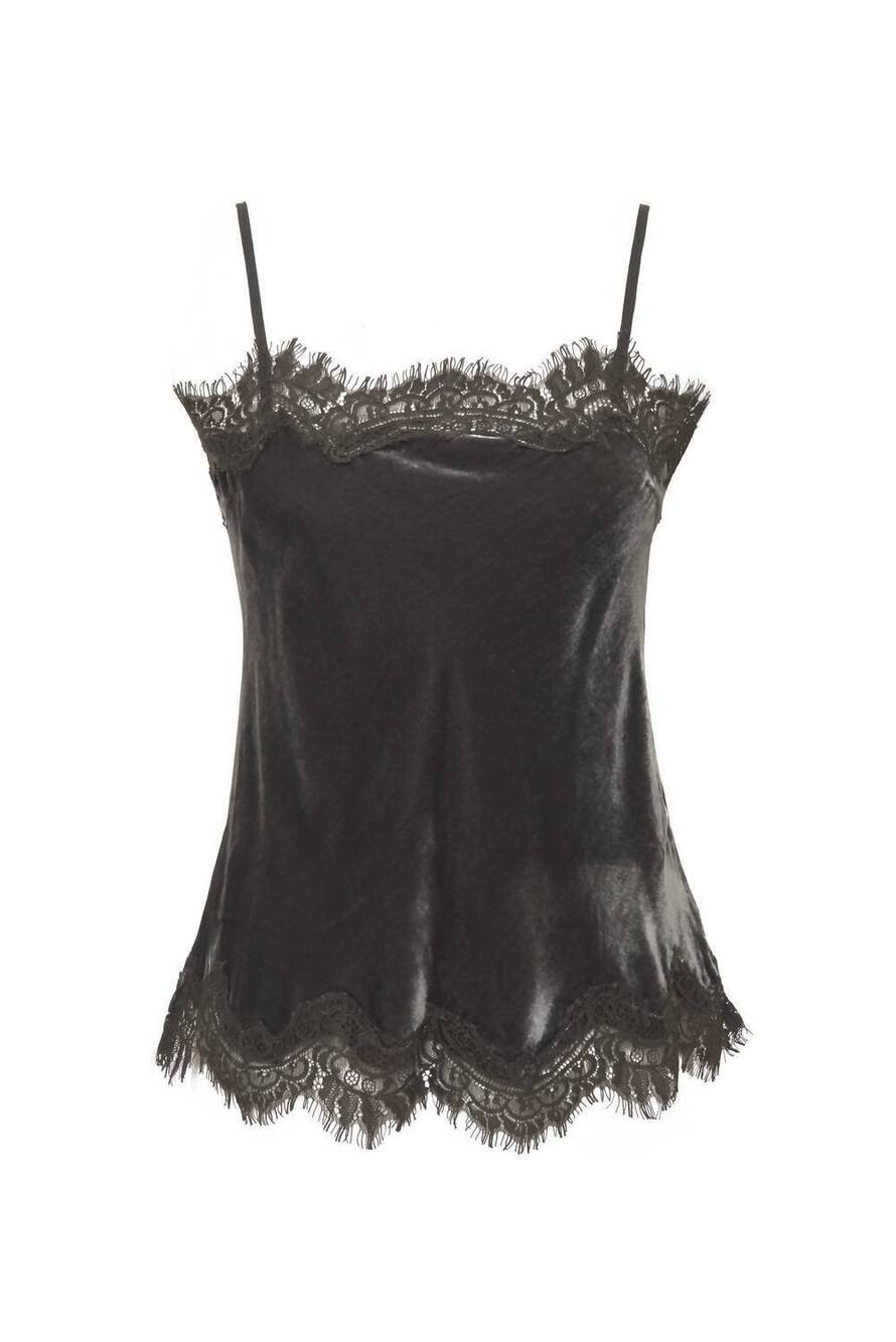 NEW GOLD HAWK women's velvet straight cami top in dark grey